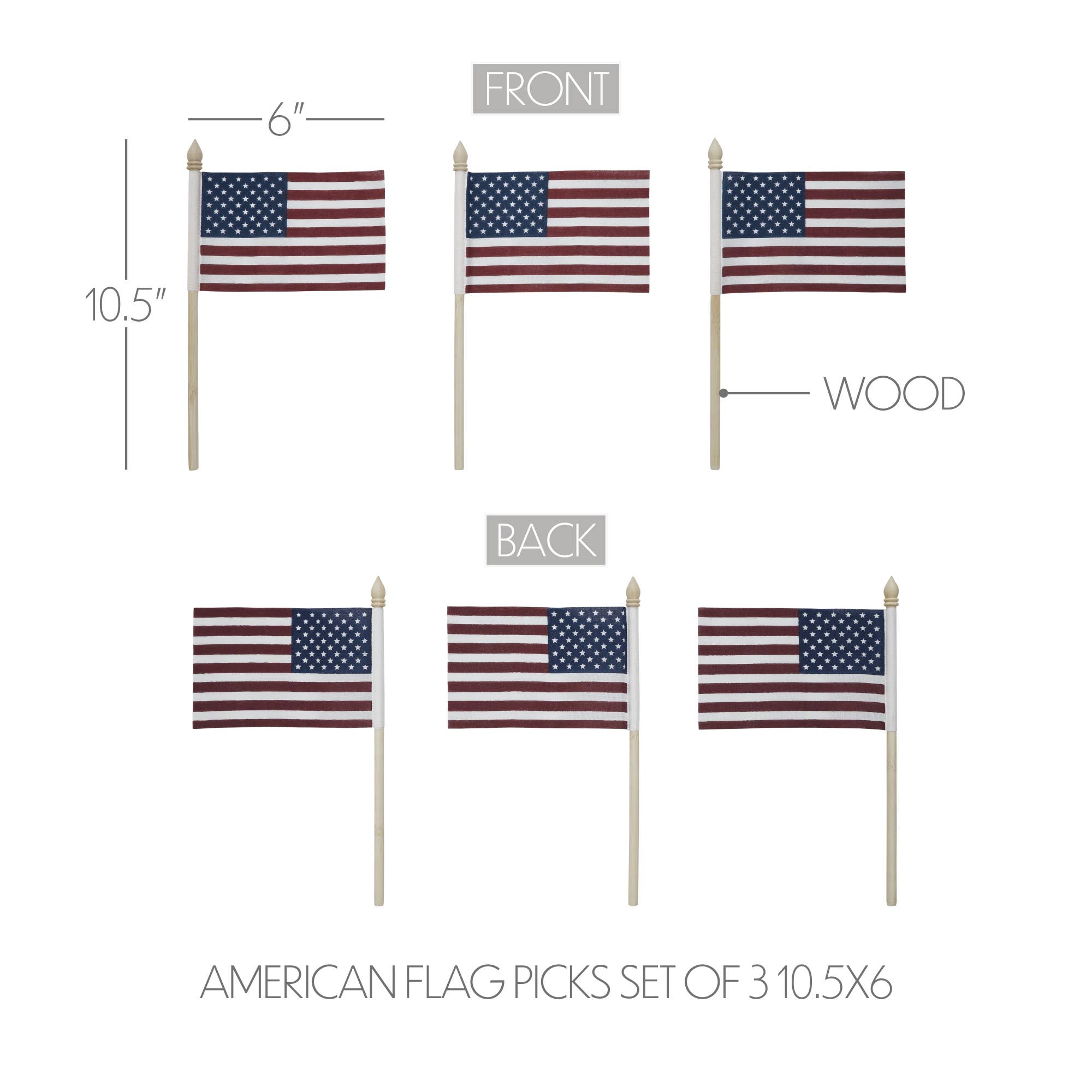 VHC Brands - Wholesale Ornament - My Country American Flag Picks Set of 3 10.5x63
