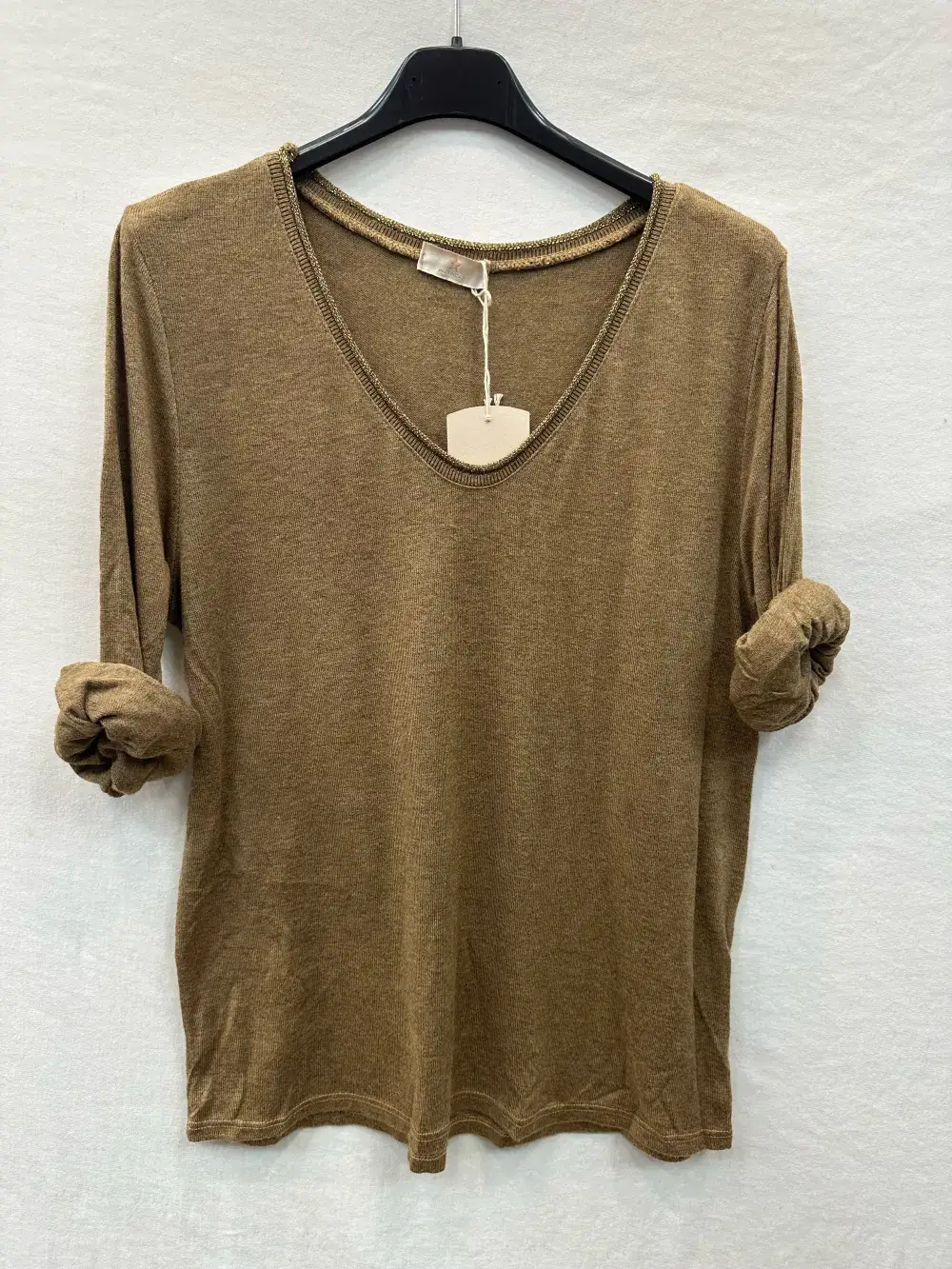 Mimi & Gogo - Wholesale Knit Top - Women's - Fine Knit Top With Lurex Collar @5611_HColLux11