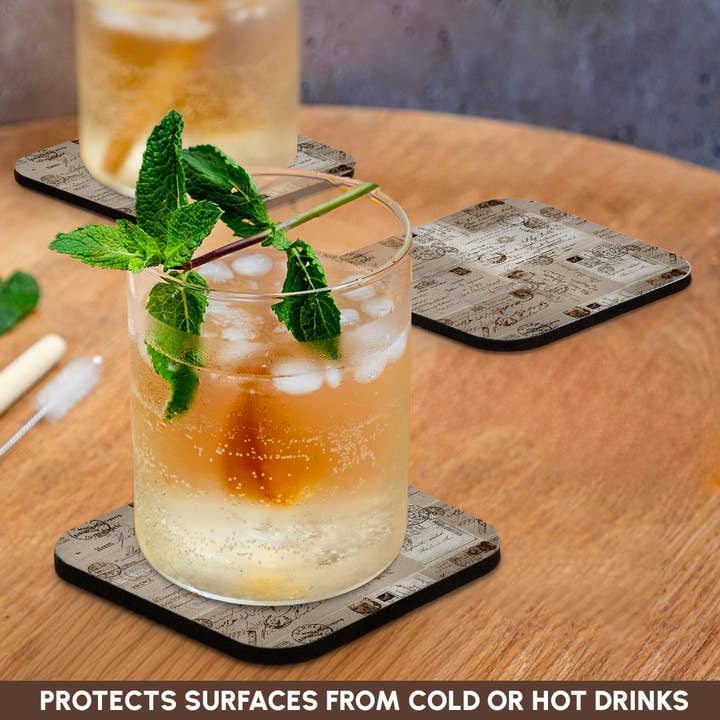 3dRose - Wholesale Coasters - 3dRose, Collage Of Old Letters And Postcards Sepia Color, Coaster9