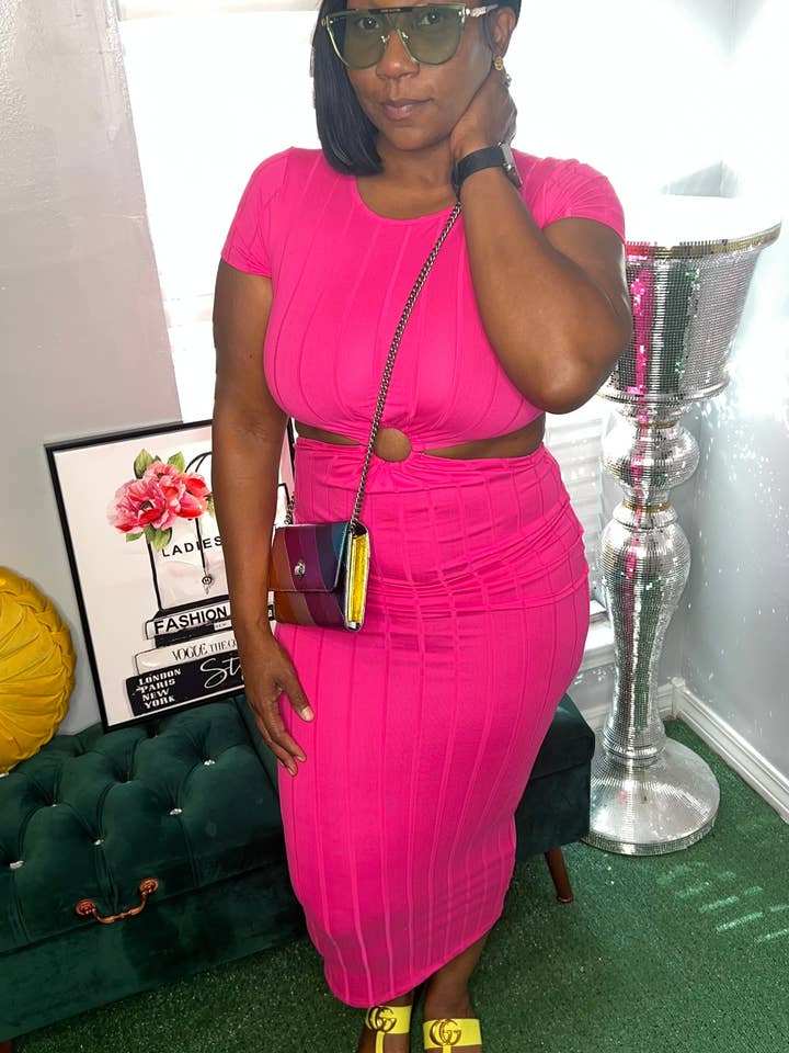 SHAY KEYHOLE DRESS (PINK) for wholesale by Classy Diva Boutique LLC