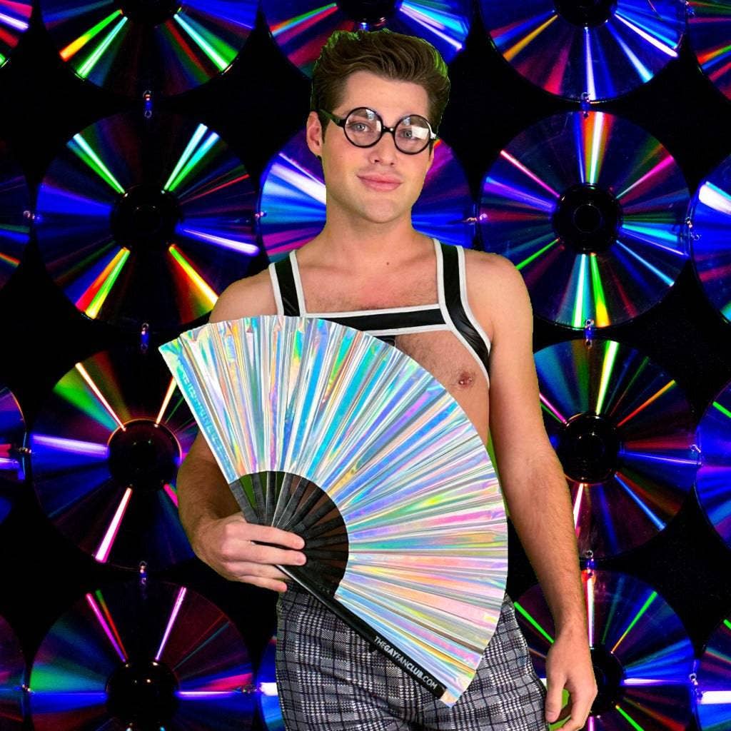 The Gay Fan Club - Wholesale Handheld Folding Fan - Disco Ball Holographic Fan6