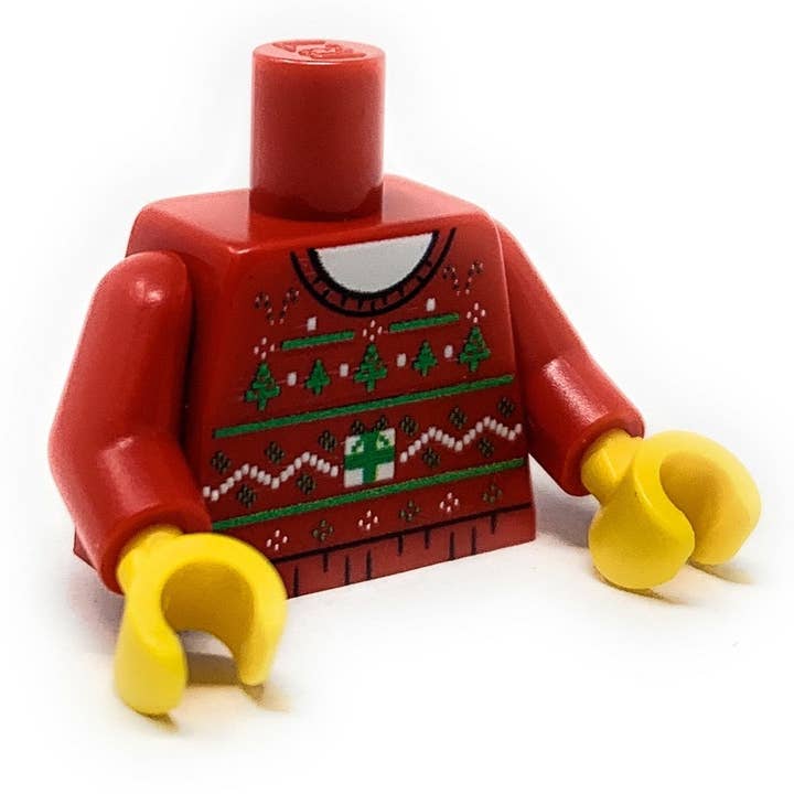 Lelijke rode kersttrui met bedrukt bovenlijf gemaakt met LEGO-onderdelen - B3 Customs voor wholesale door B3 Customs