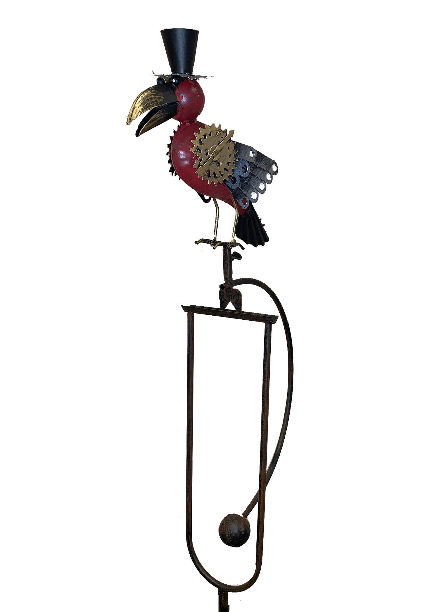 Esschert Design USA - Wholesale Outdoor Ornament/Decor - Steampunk Bird Rocker w/Top Hat1