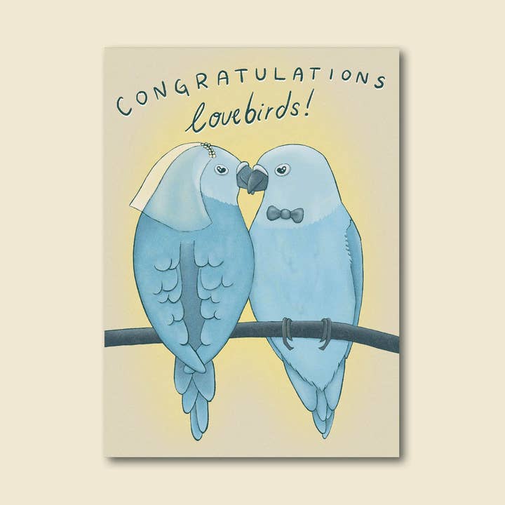 "Lovebirds" Wedding Celebration Greeting Card for wholesale by Late November Ink
