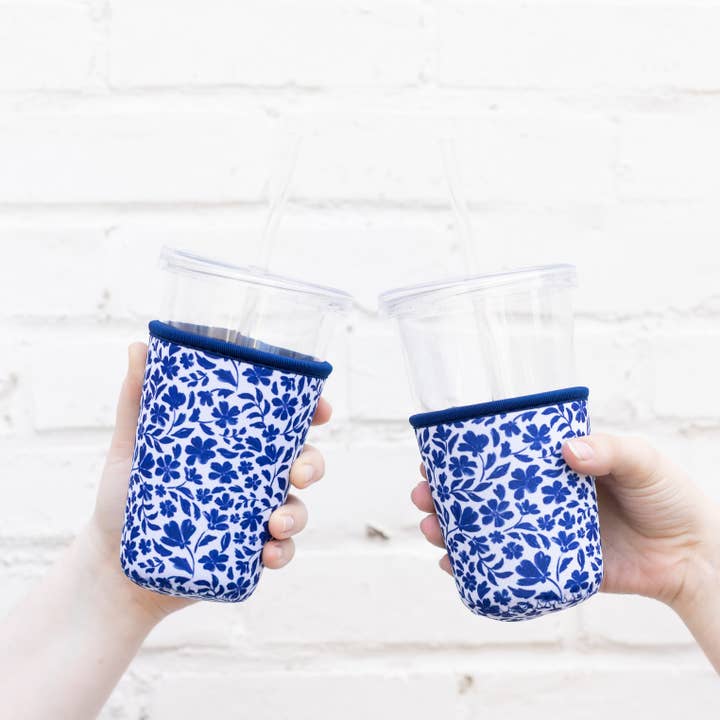 Elyse Breanne Design - Wholesale Drink Huggers & Koozies - Porcelain Floral Drink Sleeve, Iced Coffee, Drink Koozie4