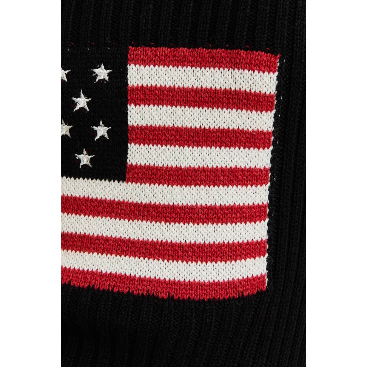 SORT-HVID USA-flag Raglan kortærmet crewneck ribstrikket sweater-top for engroshandel på Faire5