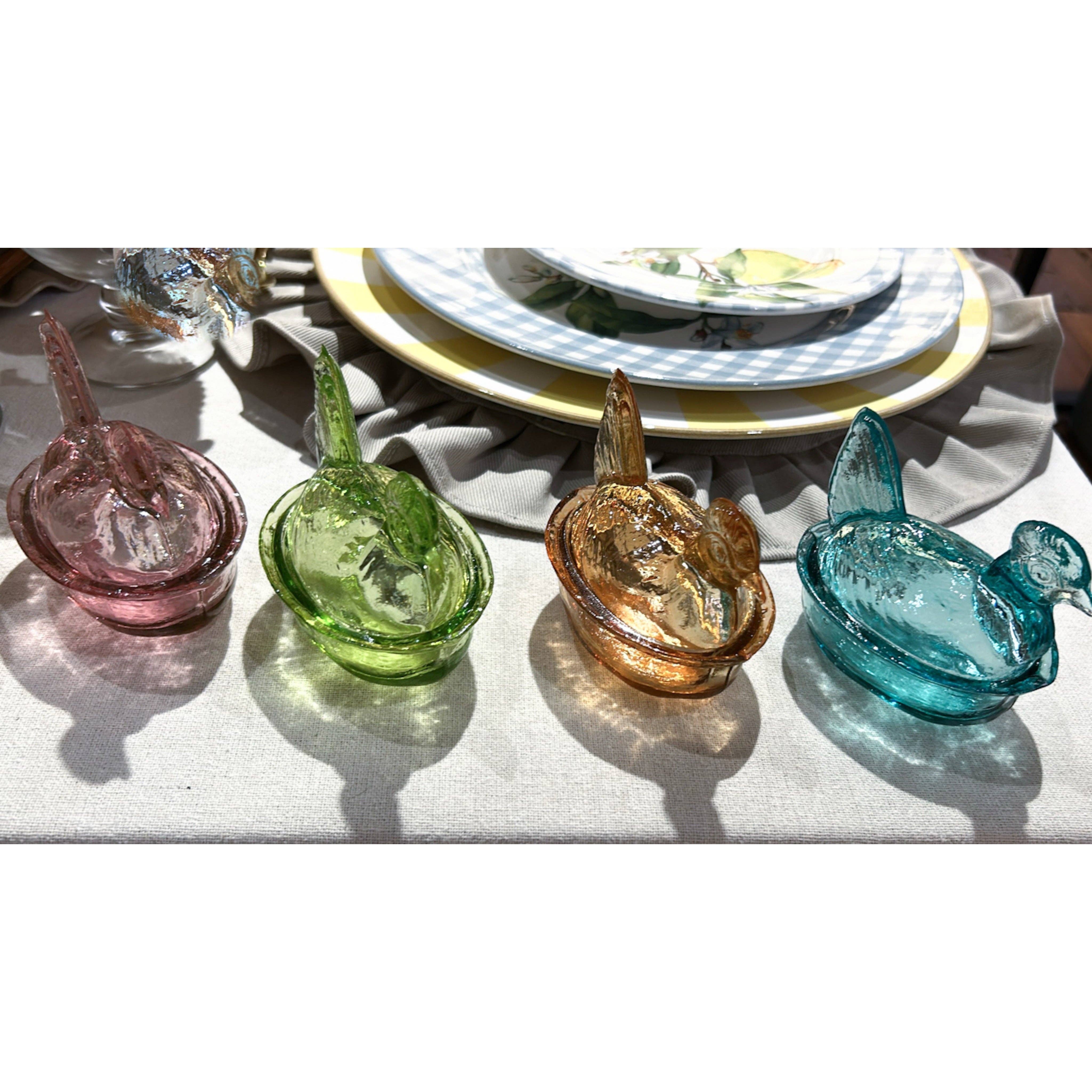 Kitchen One - Wholesale Decorative Plate/Dish/Bowl - Nesting Hen Bowl & Lid - ROSE | Hand Blown Glass - Colombia14