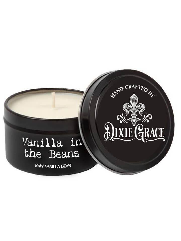 Vanilla in the Beans - 8 oz Candle Tin - Cotton Wick for wholesale by Dixie Grace