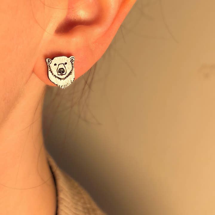 Polar Bear Stud Earrings for wholesale by All the Colour