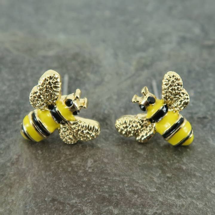Pendientes de Insecto Abeja Stud, Chapados en Oro para venta al por mayor de Alexander Thurlow & Co Ltd