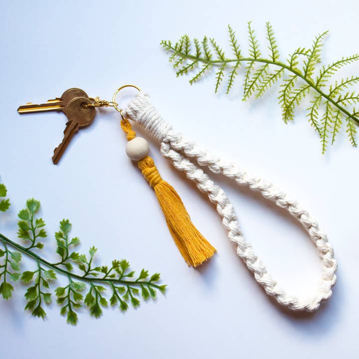 The Mustard Macramé Wristlet for wholesale by Knots of Art