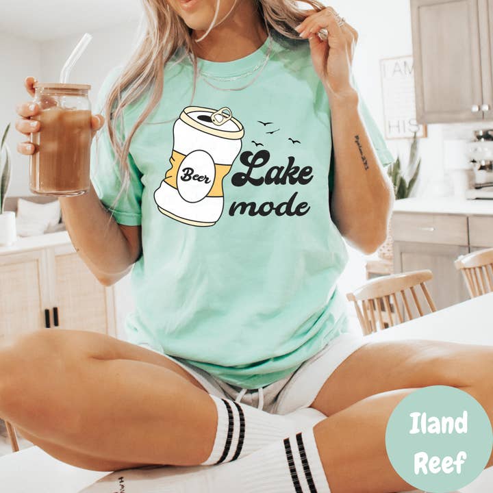 Epic Life - Designed - Wholesale Screen printed t-shirt – Women′s - Lake Mode Beer Shirt, Comfort Colors® Shirt, Summer Lake Life Tee, Chill Beer Graphic Shirt, Weekend Cabin Shirt, Funny Vacation Shirt3