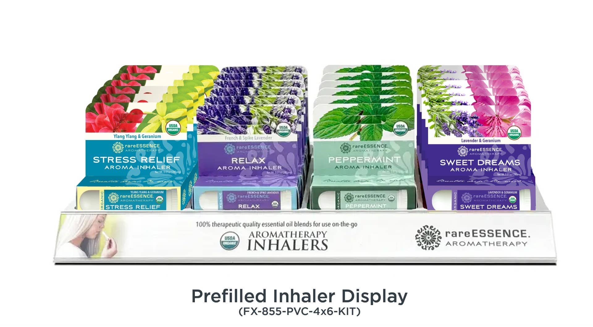 rareESSENCE - Vente Inhalateurs d'aromathérapie - Affichage de l'inhalateur - 4x6 - KIT0