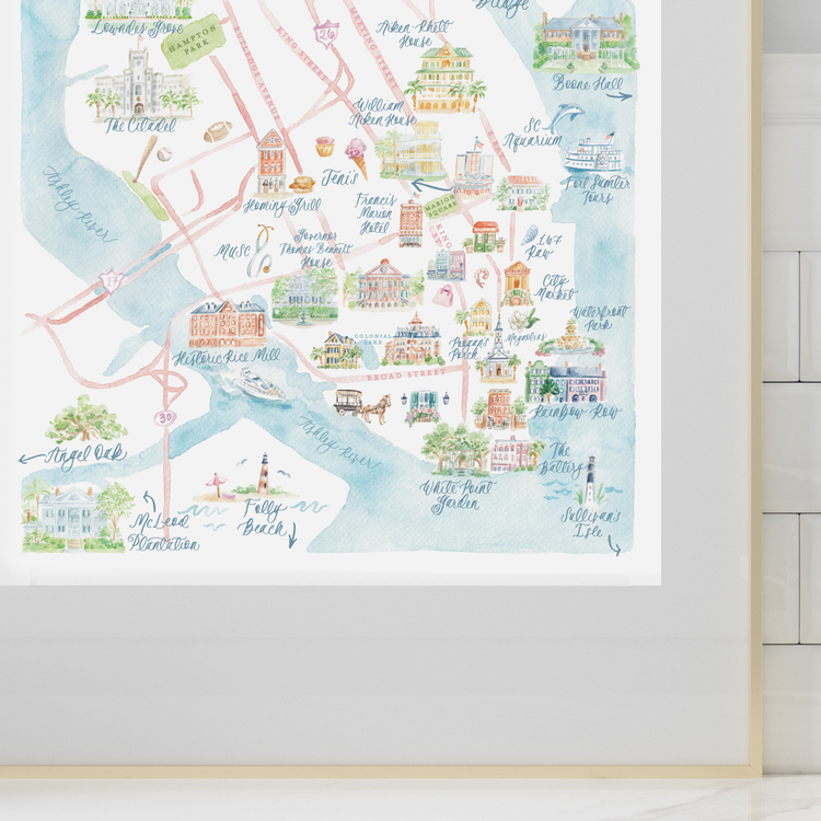 Simply Jessica Marie - Wholesale Art Print - Charleston Map Watercolor Art Print2