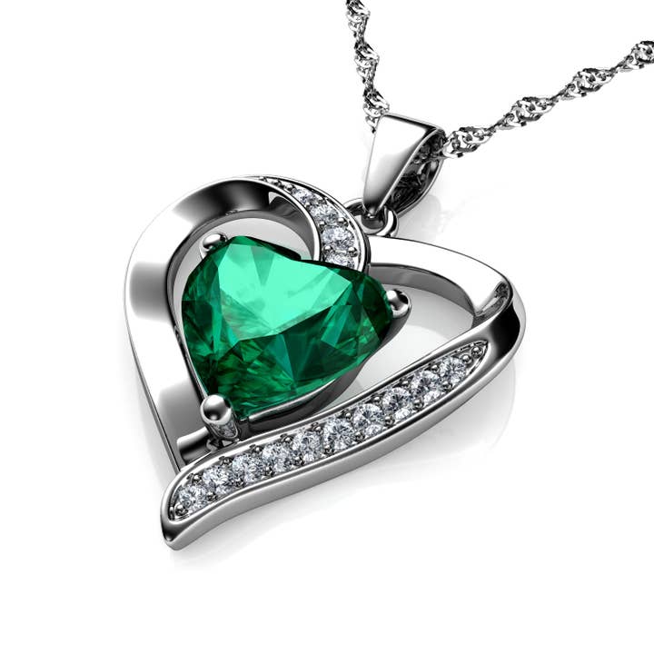 DEPHINI Green Heart pendant 925 Sterling Silver Heart Pendant CZ for wholesale by DEPHINI