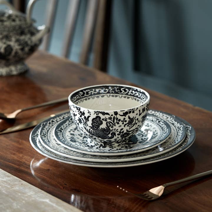 Burleigh - Wholesale Bowl - Black Regal Peacock Large Sugar Bowl