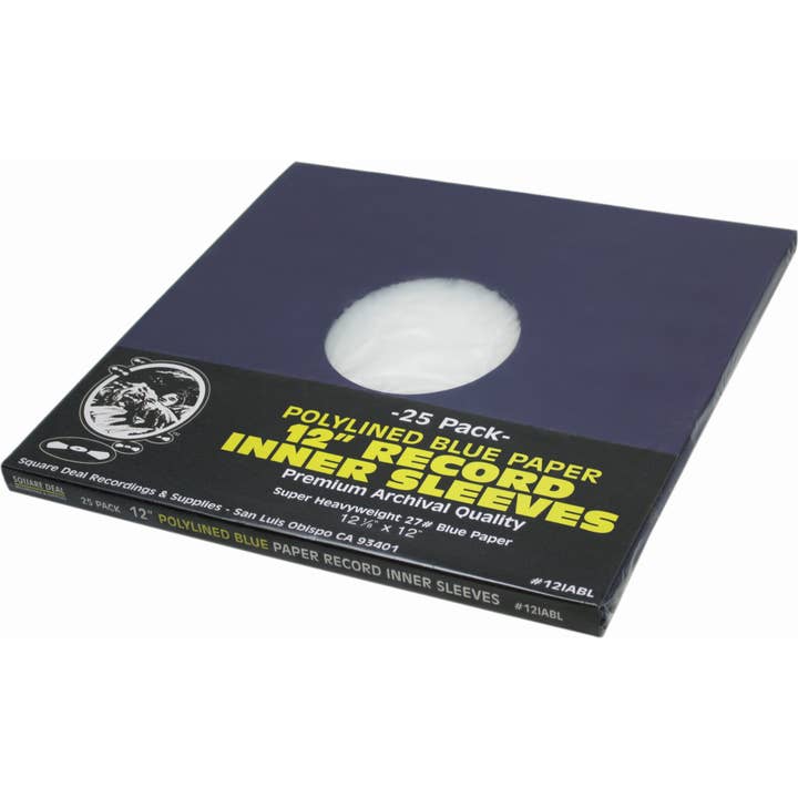 Square Deal Recordings & Supplies - Wholesale Music Accessory - 12" Blue Polylined Super Heavyweight Record Inner Sleeves