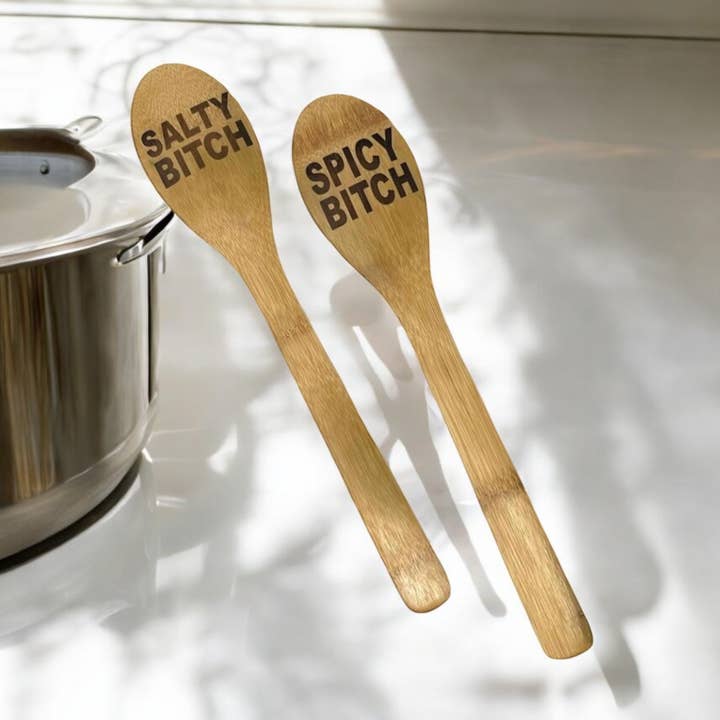 Salty and Spicey Bitch Bambus Löffel Set für den Großhandel von Resinate By KS / by KRISTIN SMITH