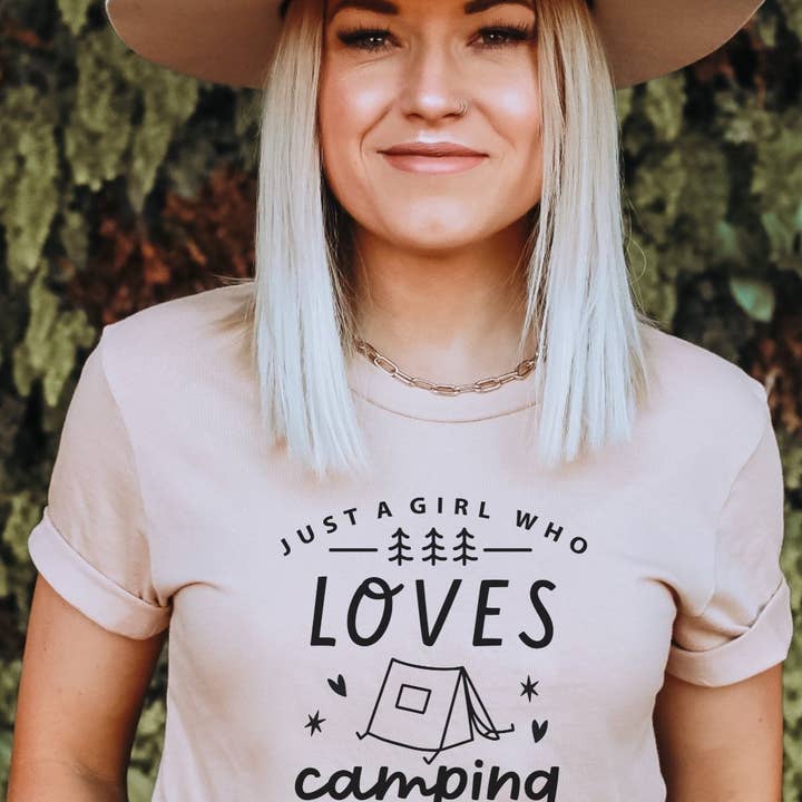 Girl Loves Camping Graphic Tee for wholesale by Bella Me