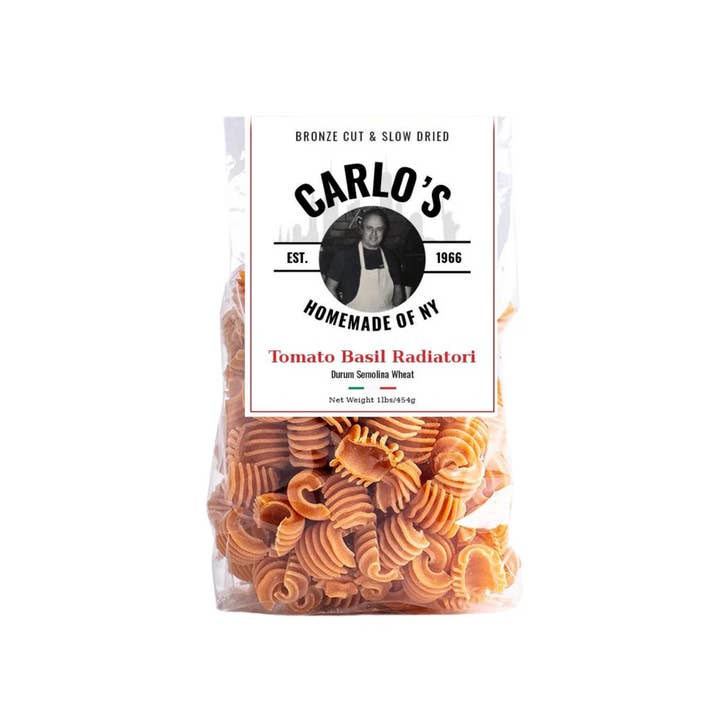 Carlo’s Homemade of NY Pasta - Tomato Basil Radiatori for wholesale by Carlos Homemade of NY