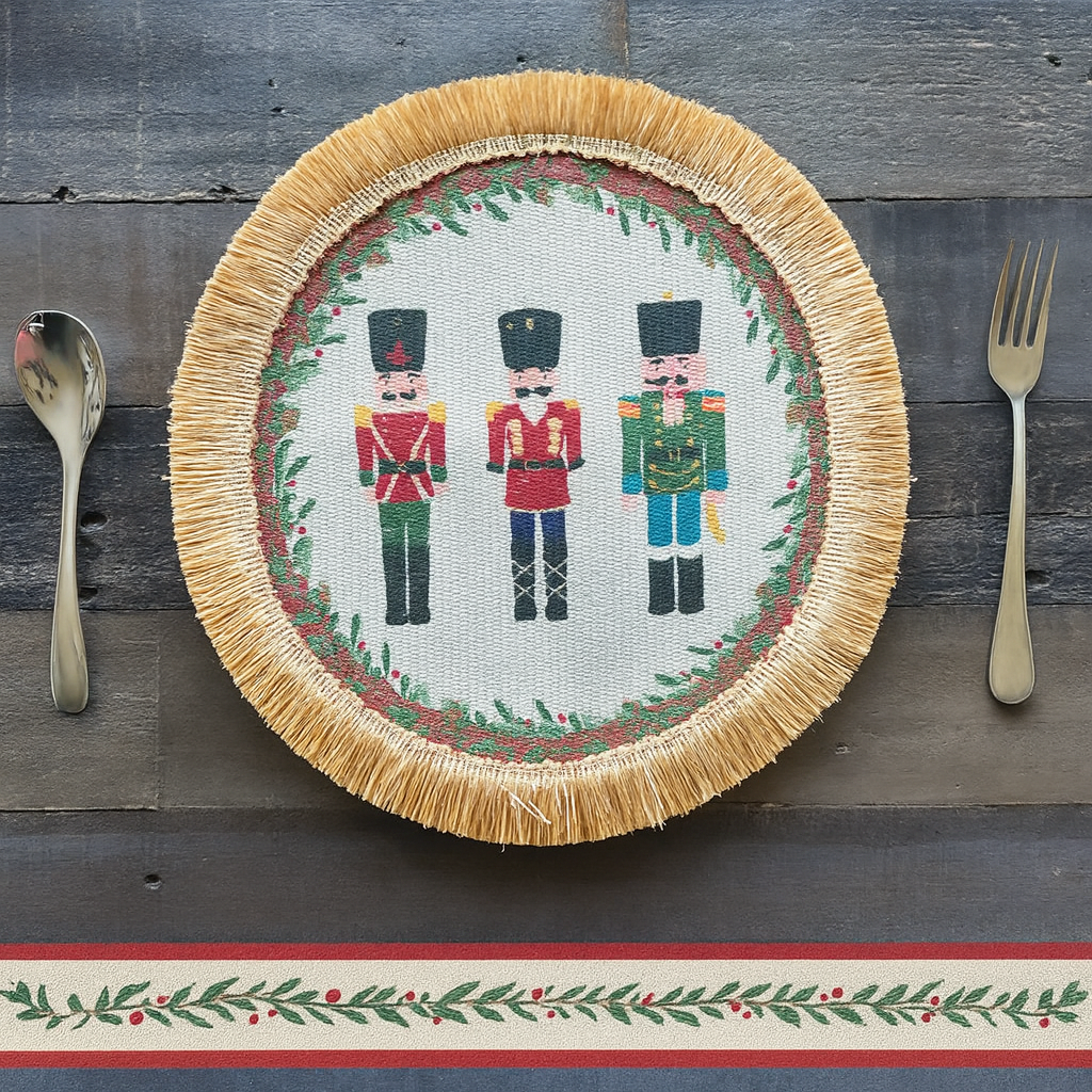 Fennco Styles – wholesale Placemat – Nutcracker Holiday 13" Placemat with Fringe2