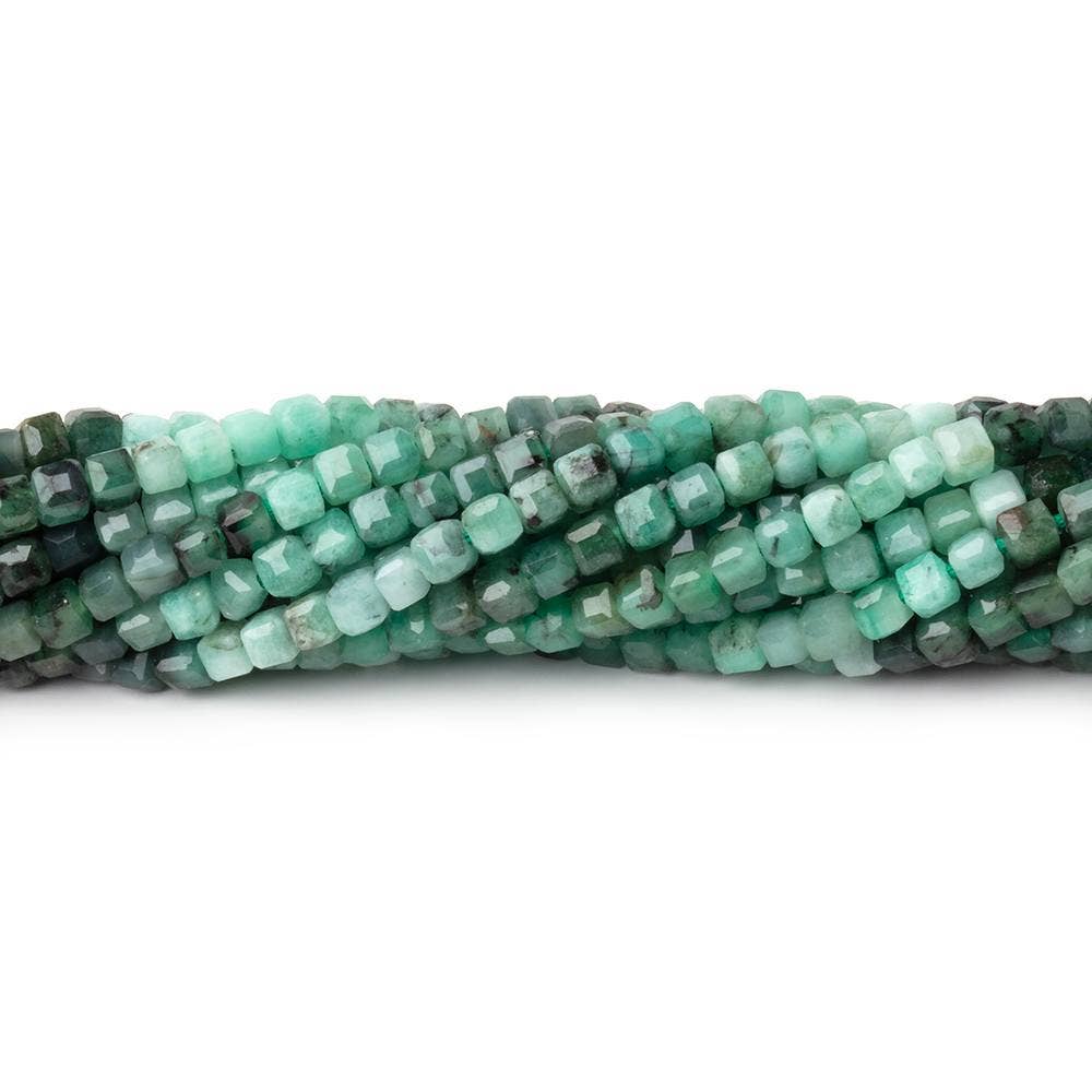 Beads of Cambay - Wholesale Beads - 3mm Brazilian Emerald Micro Faceted Cube Beads 12.5 inch 108 pieces A0
