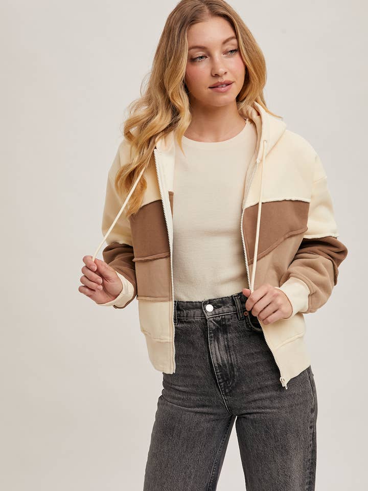 Bluivy - Wholesale Hoodie – Women's - ZIPPER FRONT PATCHWORK LANDSCAPE HOODIE JACKET5