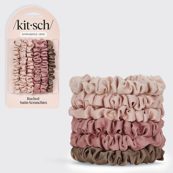 KITSCH - Wholesale Scrunchie - Women's - Ultra Petite Satin Scrunchies 6pc - Terracotta