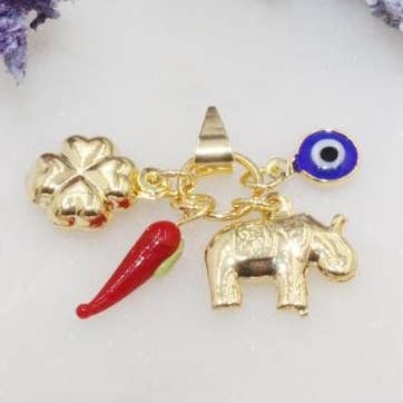 Abalorio: trébol de 4 hojas, chile rojo, elefante y ojo azul para venta al por mayor de Cherie by Cherie