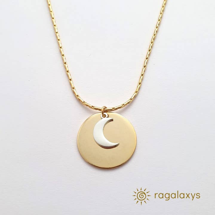 Solsystem-halskæde med vedhæng i sol og måne - slange-kæde og gaveæske for engroshandel hos Ragalaxys