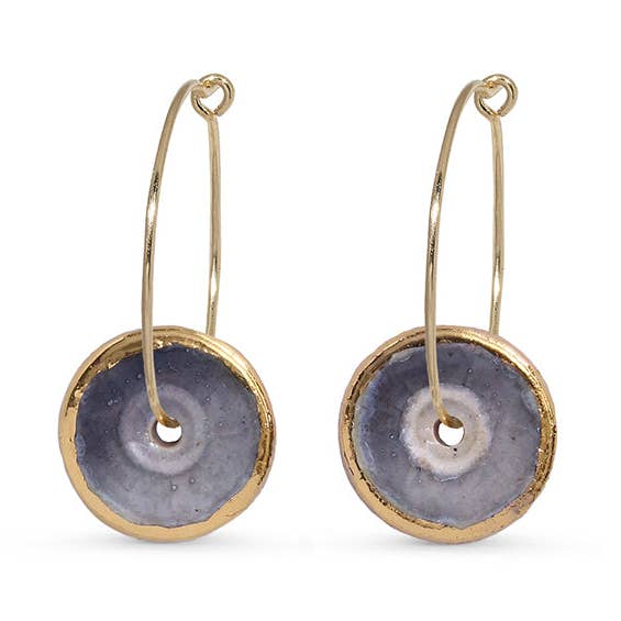 Pendientes de Aro Dorados con Púrpura Ahumado para venta al por mayor de Habulous