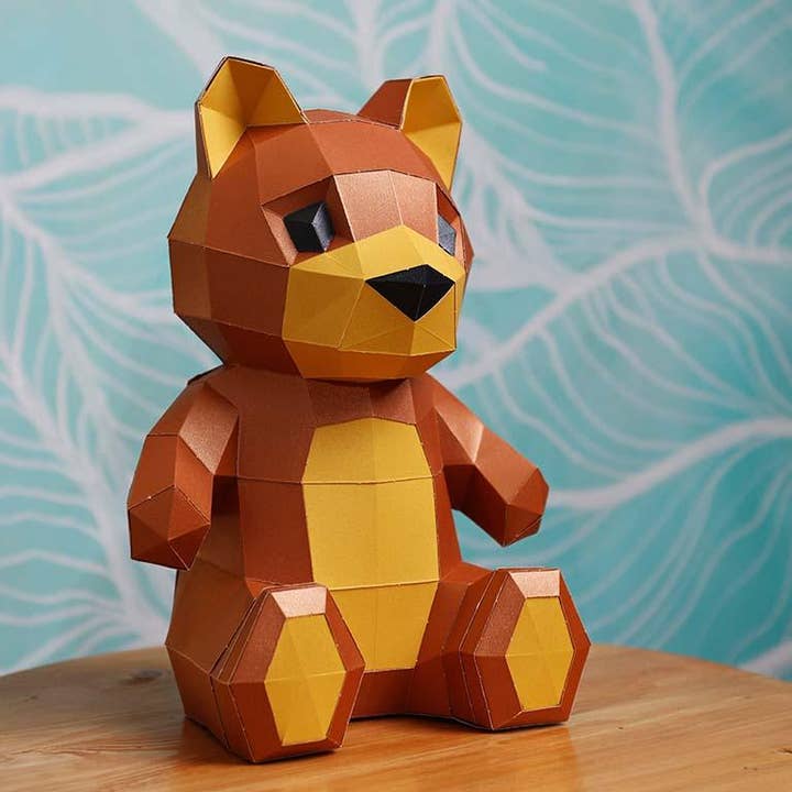PAPERCRAFT WORLD - Wholesale Doe-het-zelf-knutselset - Teddybeer 3D-origami-model van papierkunst, papieren dierenlamp