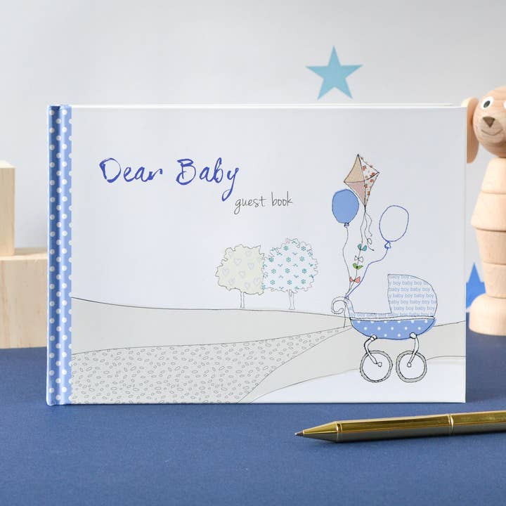 Dear Baby Guest Book (blue) | baby shower, new baby book for wholesale by FROM YOU TO ME Meaningful Gifts