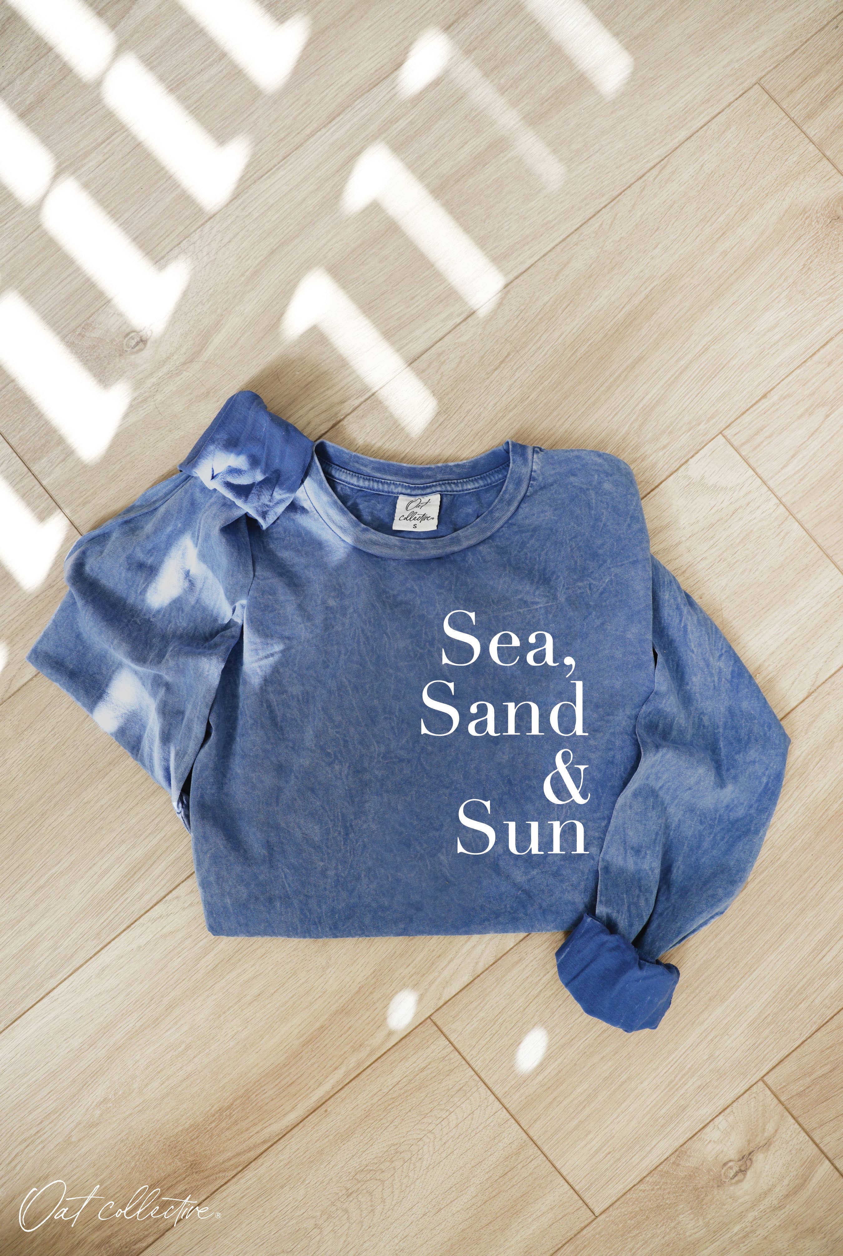 OAT COLLECTIVE - Wholesale Screen Printed T-Shirt - Women's - SEA, SAND AND SUN Mineral Washed Long Sleeve Graphic11