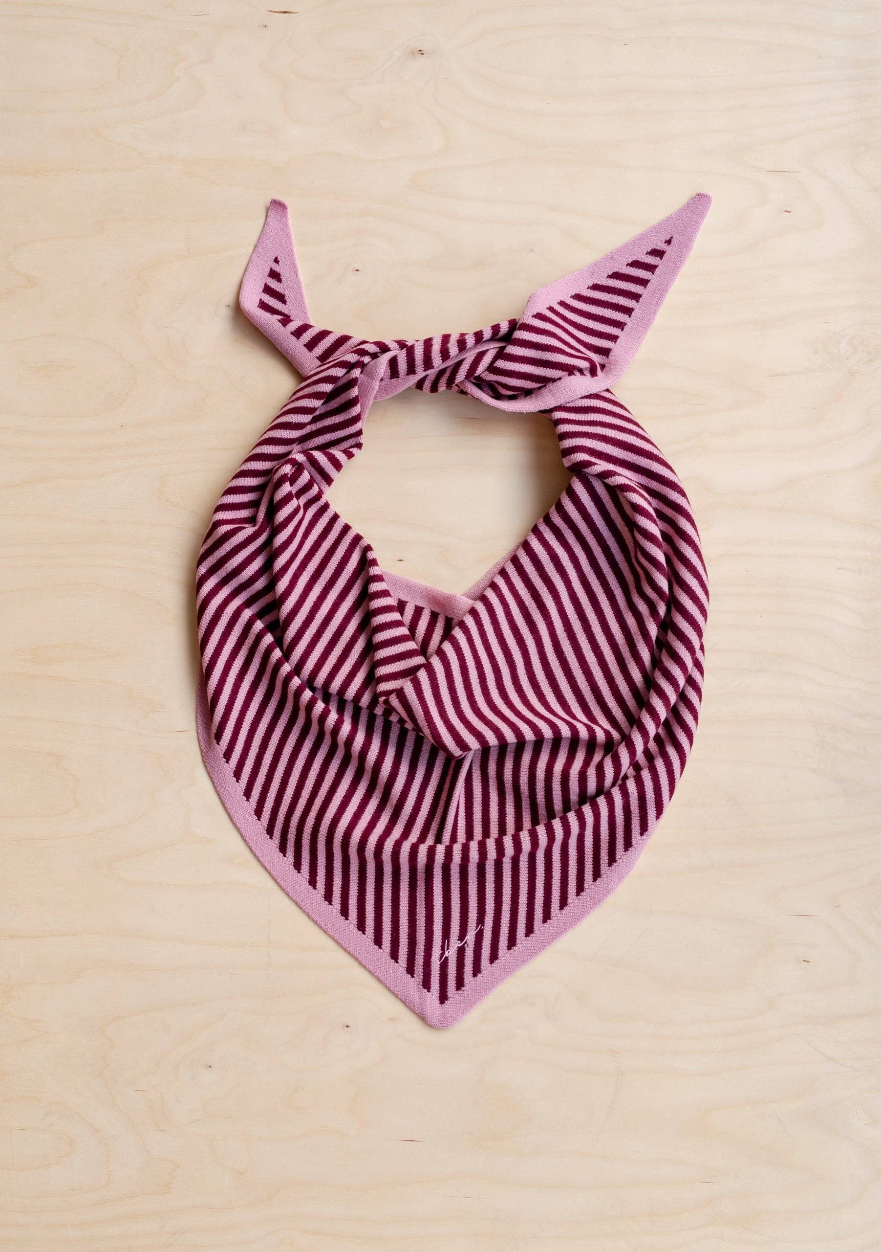 TBCo – wholesale Scarf – Women's – Large Merino Triangle Scarf in Pink Stripe3
