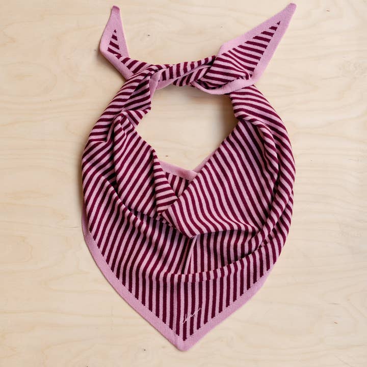 TBCo – wholesale Scarf – Women's – Large Merino Triangle Scarf in Pink Stripe3