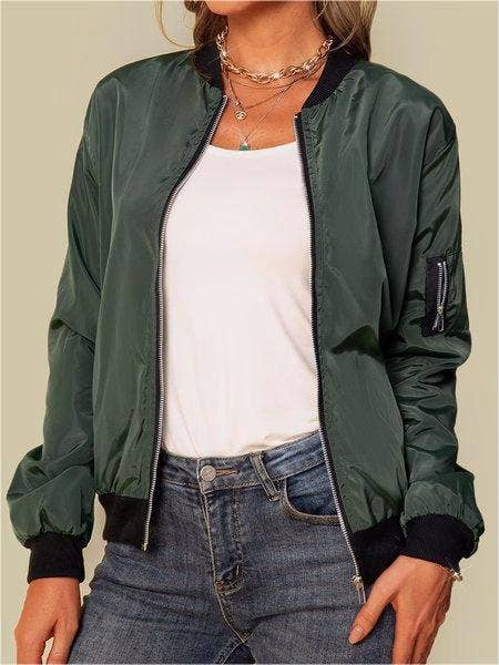Rosa Clothing - Wholesale Bomber Jacket - Women's - Stylish thin solid crop bomber jacket6