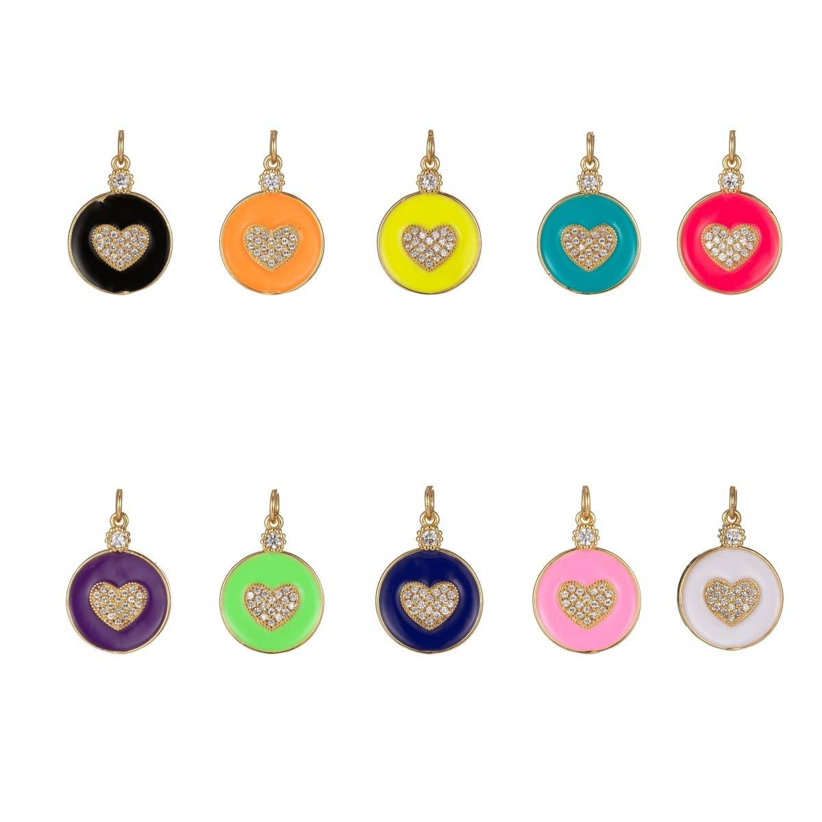 Aim Eternal – wholesale Individual charm/pendant – Dainty Gold Filled Coin Enamel Charm with Micro Pave Heart For Colorful Candy Jewelry Y2K Jewelry M-438 - M-44711