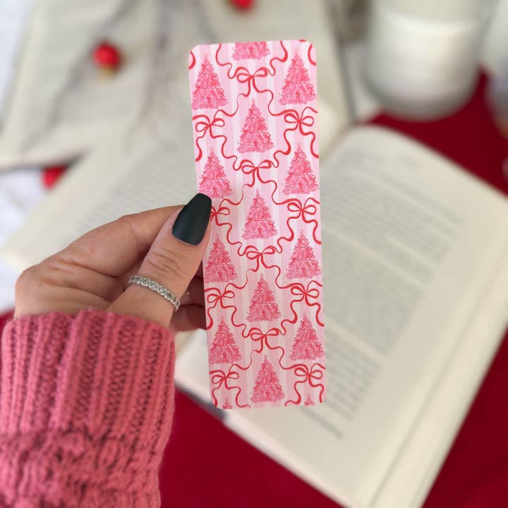 Little Turkey Shoppe - Wholesale Bookmark - Pink Christmas Tree Bookmarks | Red Plaid, Bows2
