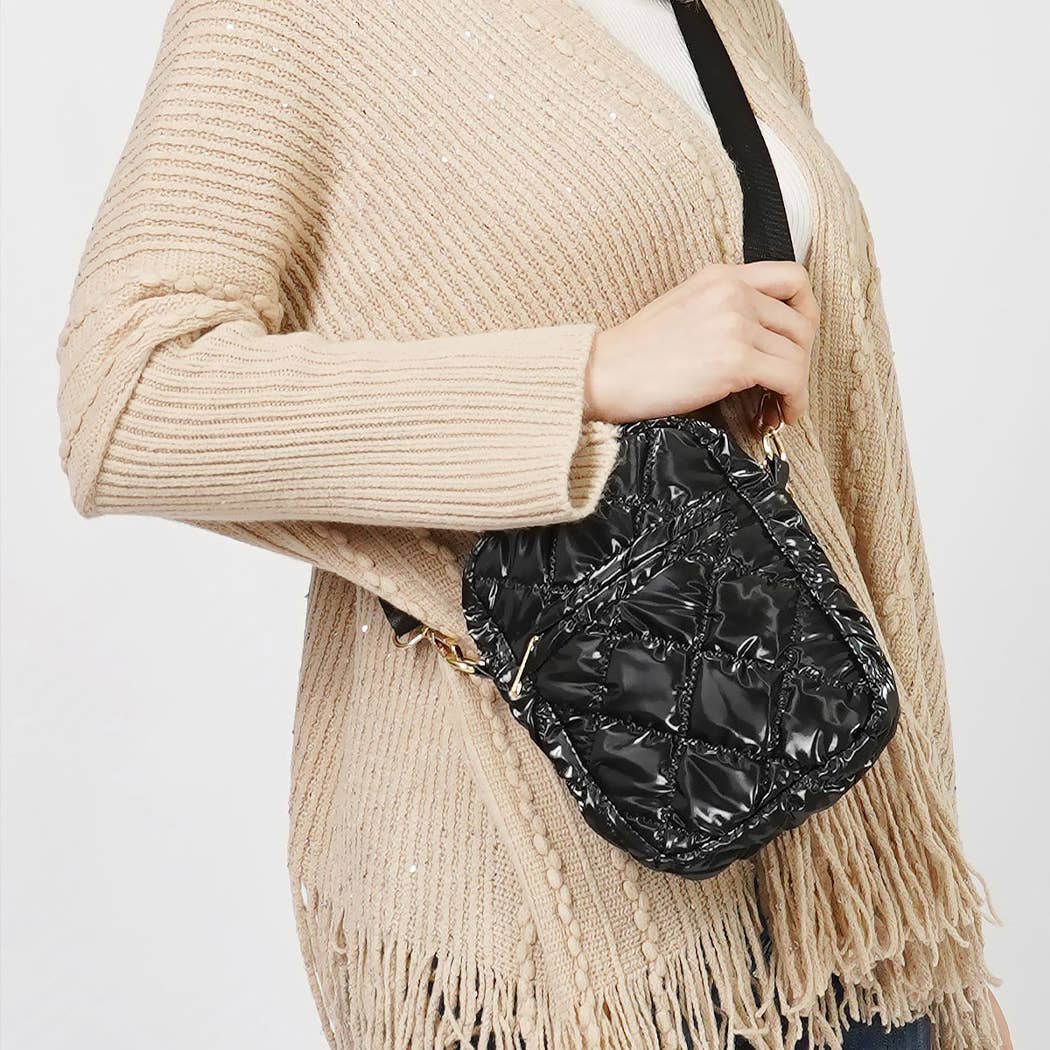 Fashion City – bolsa tiracolo - Mulher por atacado – Mini Mala Cruzada Puffy Brilhante10