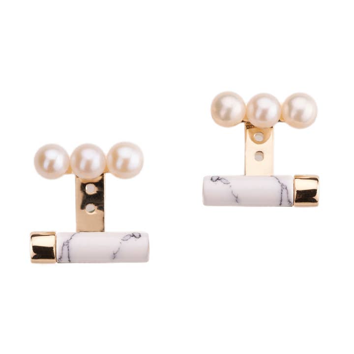 Boucles d'oreilles Pipette Howlite pour la vente par Gold Philosophy