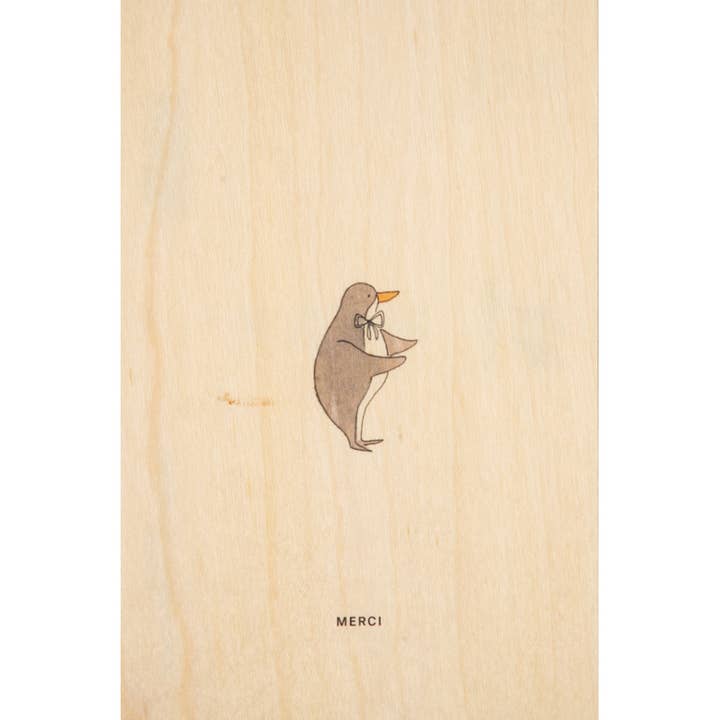 Wood Postcard Petit Gramme Merci for wholesale by Woodhi