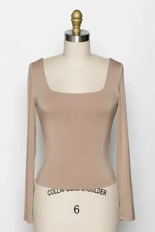 Final Touch - Wholesale Knit Top - Women's - Double Layered Square Neck Basic Top - T1710941