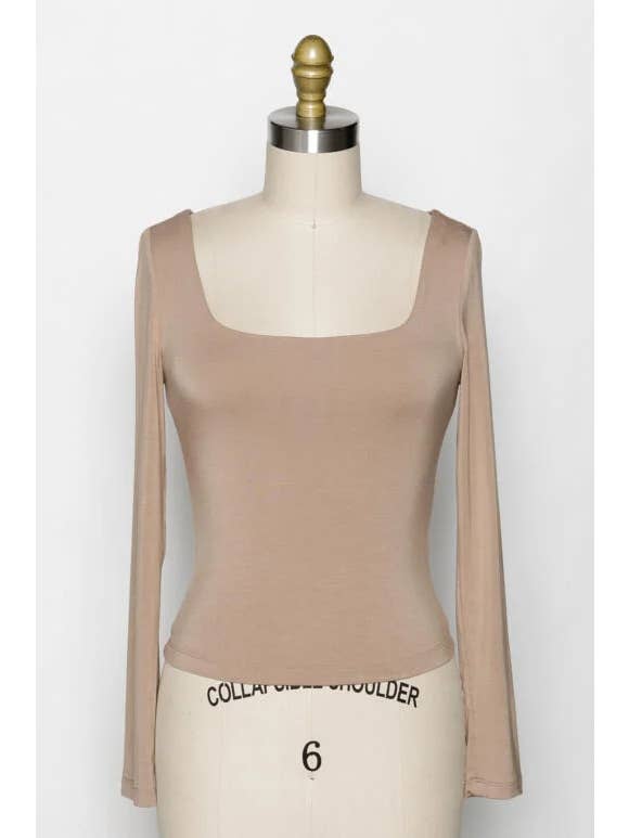 Final Touch - Wholesale Knit Top - Women's - Double Layered Square Neck Basic Top - T1710941