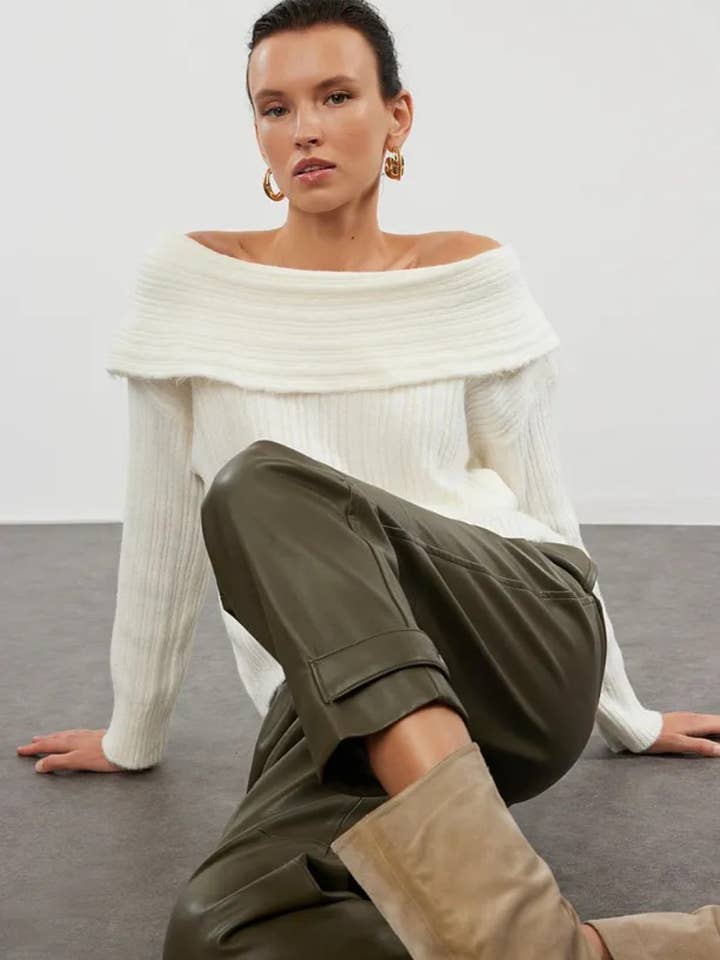 Camisola de Malha com Mangas Largas e Largas por atacado de Hoxton Gal