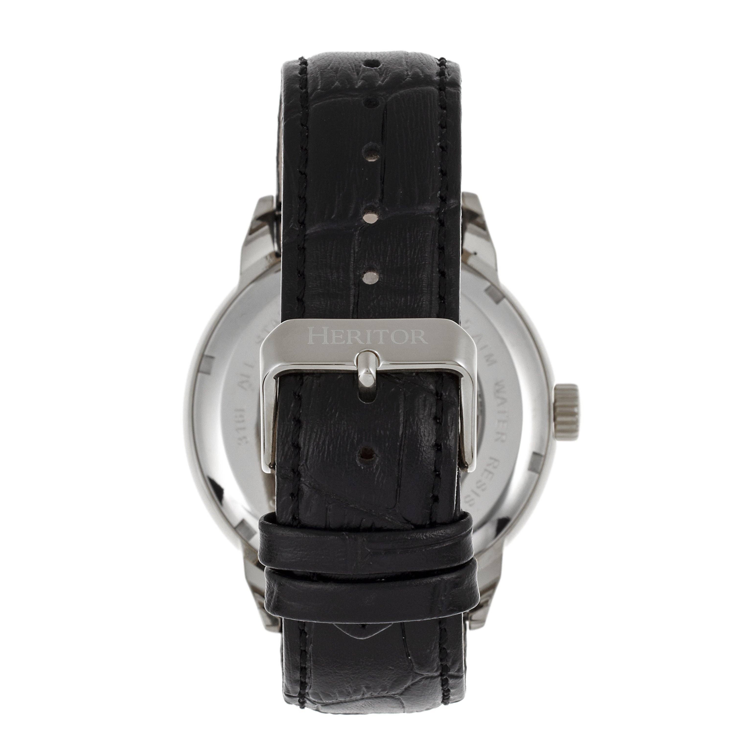 Heritor Automatic - Wholesale Wrist Watch - Men's - Heritor Automatic Sanford Semi-Skeleton Leather-Band Watch6