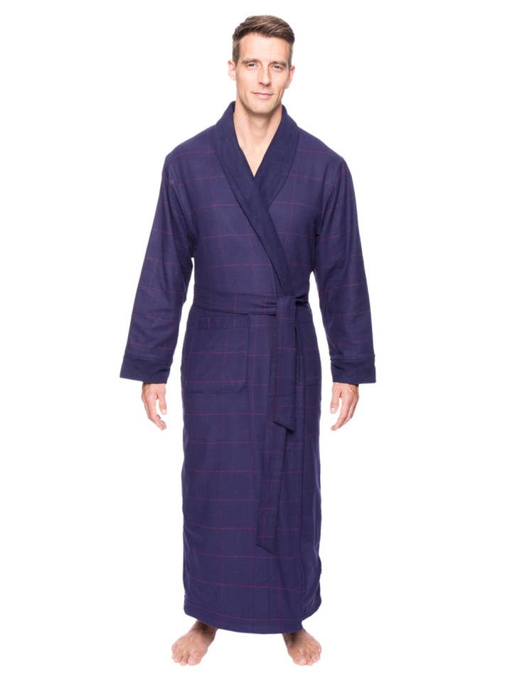Noble Mount - Wholesale Robe – Men's - Men's Premium 100% Cotton Flannel Fleece Lined Robe3