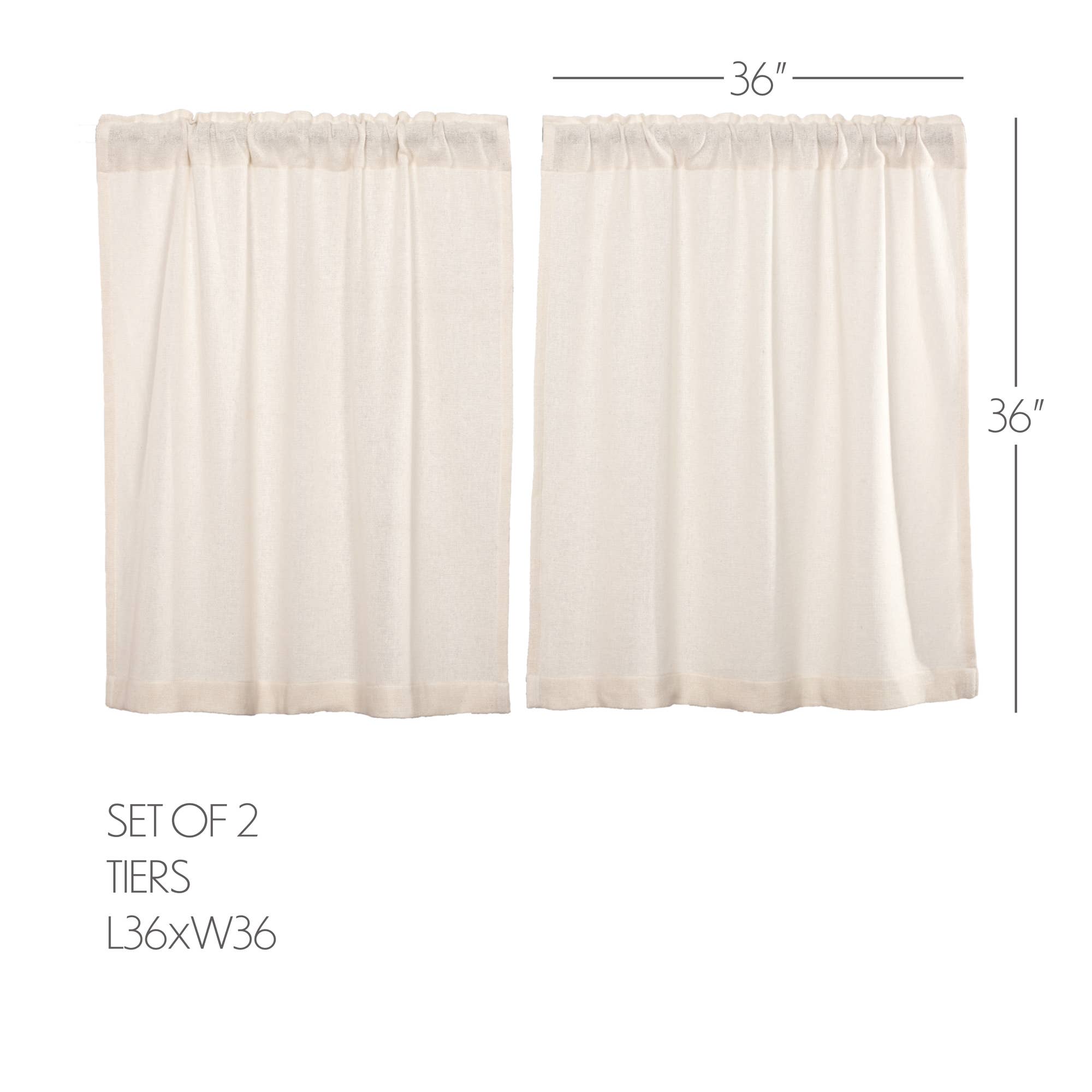 VHC Brands - Wholesale Curtain - Burlap Antique White Tier Set of 2 L36xW365