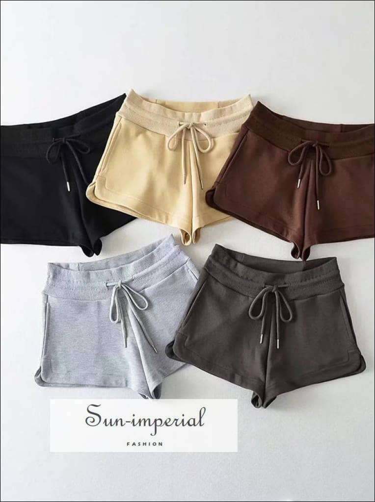 Sun Imperial - Wholesale Athletic Shorts - Women's - Women Cotton Sweat Runner Shorts With Curved Hem Detail1