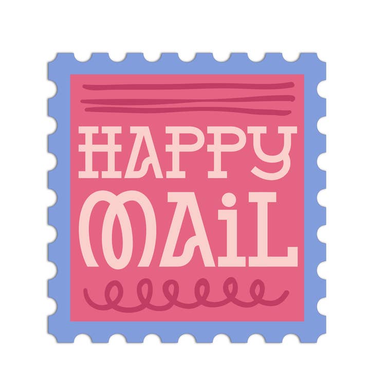 Autocollants texturés avec tampon "Happy Mail" pour la vente par Girls Printing House